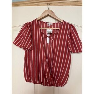 The Outfit crossfront terracotta stripe‎ top